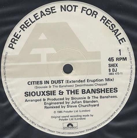 Siouxsie The Banshees Cities In Dust Uk Promo Vinyl Single