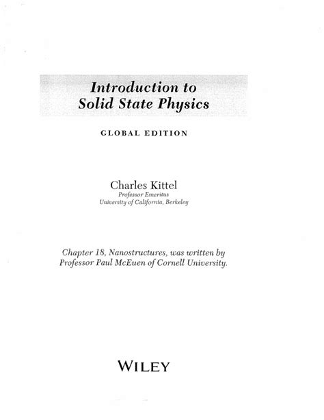 Charles Kittel Introduction To Solid State Physics Wiley