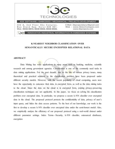 K Nearest Neighbor Classification Over Semantically Secure Encrypted