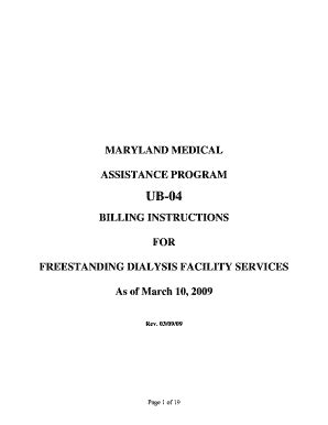 Fillable Online Mmcp Dhmh Maryland Dhmh Ub04 Billing Instructions Form