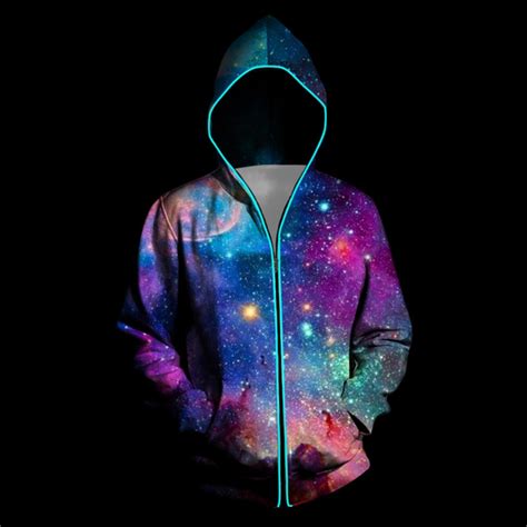 Men Women 3d Galaxy Luminous Hoodie Casual Cool Sportswear Hoodies Teens Couple Winter Pullover ...