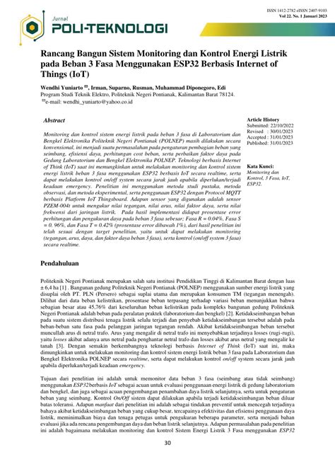 Pdf Rancang Bangun Sistem Monitoring Dan Kontrol Energi Listrik Pada Beban 3 Fasa Menggunakan