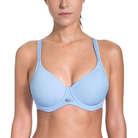 Syrokan Womens Med Impact Racerback Contour Padded Foam Underwire Sports Bra Blue 36c