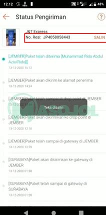 8 Langkah Mengetahui Nomor Kurir Shopee J T Express Di HP GC Logistik