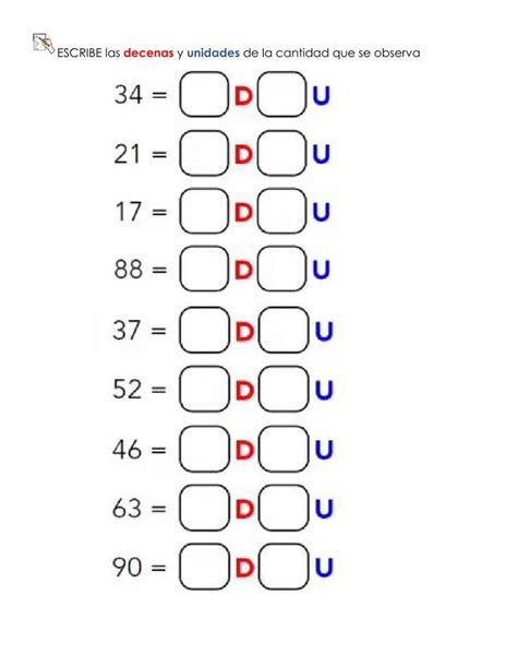 Ficha online de Decenas y unidades para Segundo básico Puedes hacer