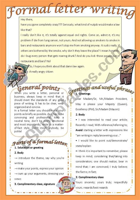 Formal Letter Esl Worksheet By Janeausten8