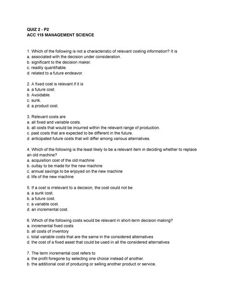 ACC 115 P2 Quiz 2 Practice Exercises QUIZ 2 P ACC 115