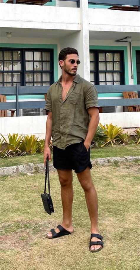 Mens Beach Outfits Beach Shorts Outfit Mens Linen Outfits Mens