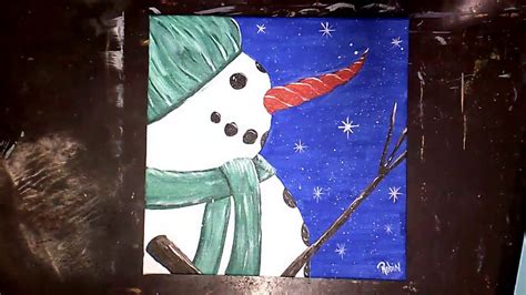 Winter Snowman Easy Acrylic Painting Free Lesson Youtube