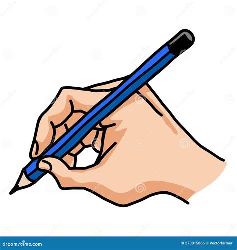 Hand Holding Pencil Writer Writing Vector Illustration Drawing Stock ...