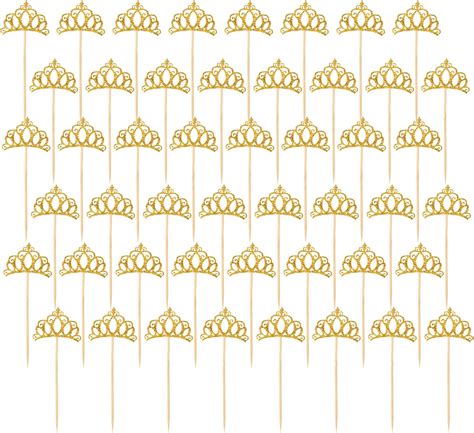 Amazon Pcs Gold Glitter Princess Crown Cupcake Toppers Picks For