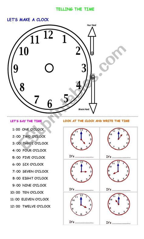 Telling The Time Esl Worksheet By Mabelcelia