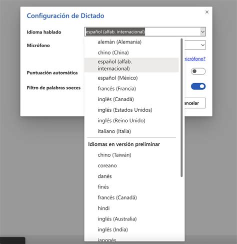 Dictado de Microsoft ahora admite el uso del español junto a otros once