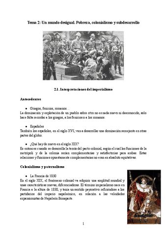 Tema 2 Un Mundo Desigual Pobreza Colonialismo Y Subdesarrollo Pdf