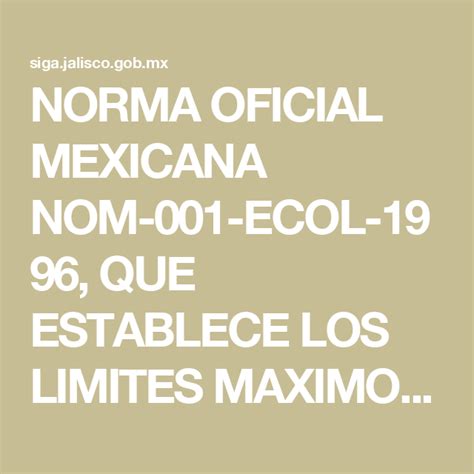 Norma Oficial Mexicana Nom 001 Ecol 1996 Que Establece Los Limites