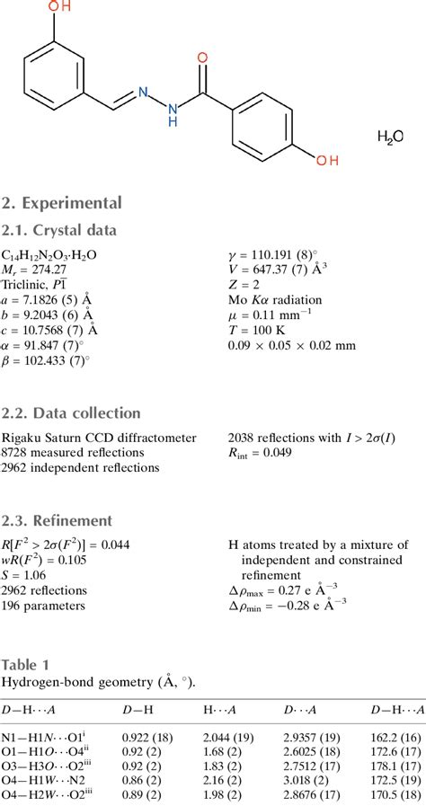 Table 1 From Crystal Structure Of E 4 Hydroxy N 3