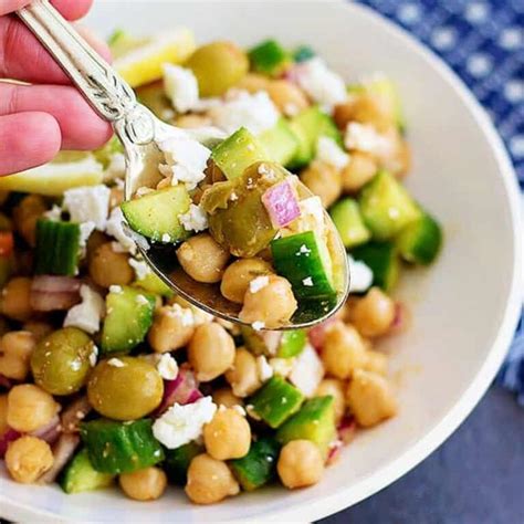 Greek Chickpea Salad With Feta And Cucumber Unicorns In The Kitchen