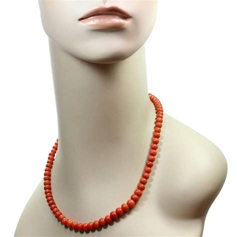 Natural Red Coral Bead Necklace For Sale At 1stdibs Red Coral Beads