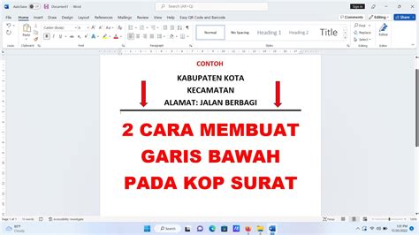 CARA MEMBUAT GARIS BAWAH KOP SURAT DI WORD YouTube