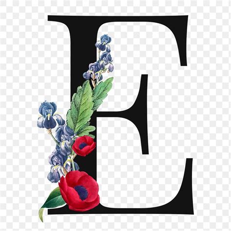 Flower Decorated Capital Letter E Premium Png Sticker Rawpixel