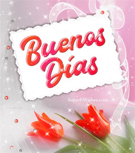 Buenos Días Brillo de estrellas Animado Con tulipanes SuperbWishes