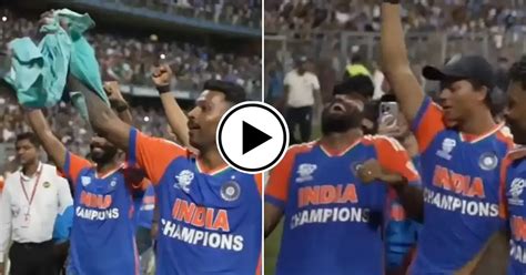 Watch Hardik Pandya Hilariously Catches Fan’s T Shirt During Victory Lap Jasprit Bumrah Bursts