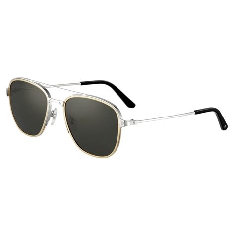 Cartier Pilot Platinum Finish Gray Polarized Lenses Santos De Cartier Collection