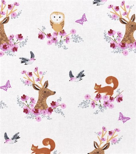 Nursery Cotton Fabric 43u0022 Woodland Faces Nursery Fabric Fabric