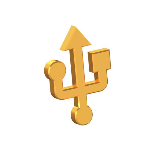 Usb 3d Icon Isolated On Transparent Background Gold Texture 3d