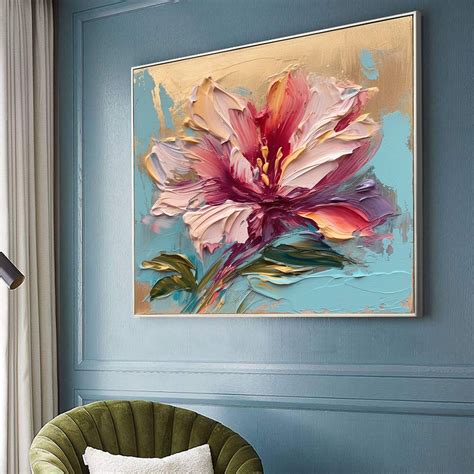 Original Flower Oil Painting on Canvas Large Wall Art - Etsy