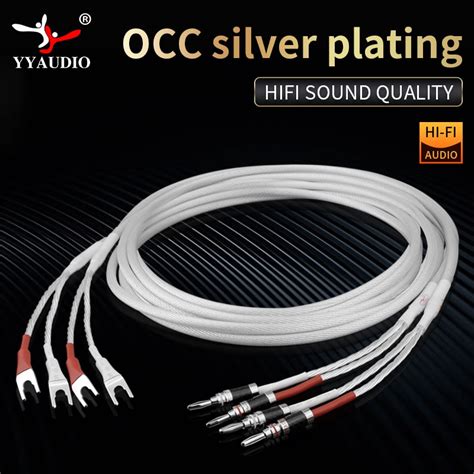 Yyaudio One Pair High End N Occ Silver Plated Speaker Cable For Hi Fi