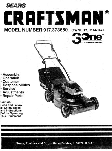 Craftsman 917373680 User Manual Lawn Mower Manuals And Guides L0805376