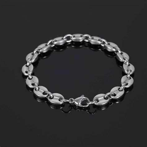 HOMIEE Bracelet Grain de Café homme large en Plaqué argent Longueur 23