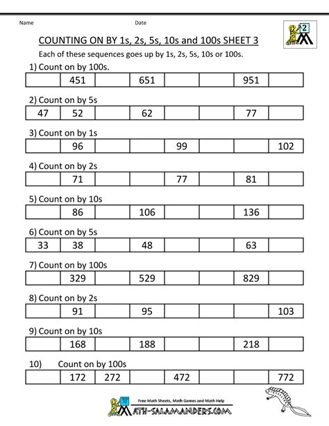 2nd Grade Counting Worksheets