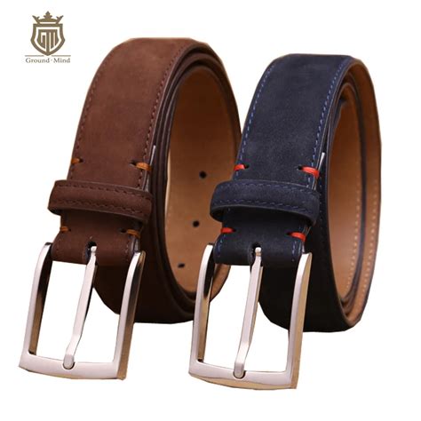 Luxury Men S First Layer Cowhide Nubuck Leather Belt High Quality