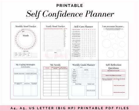 Self Esteem Journal Self Care Planner Confidence Workbook Etsy