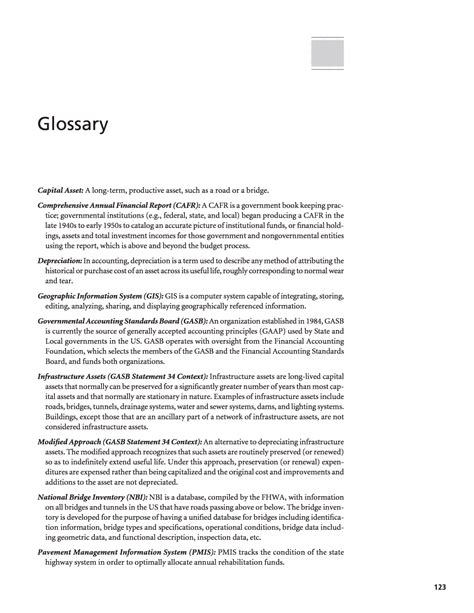 Glossary GASB 34 Methods For Condition Assessment And Preservation