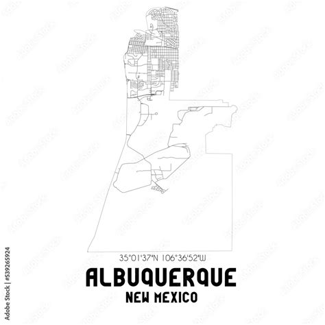 Albuquerque New Mexico Us Street Map With Black And White Lines Stock