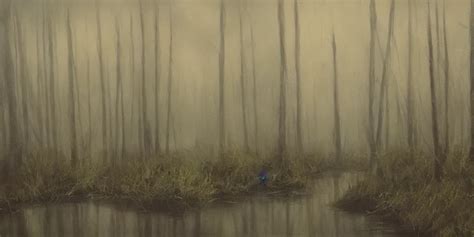 KREA Painting Of Will O The Wisps In A Murky Swamp Muted