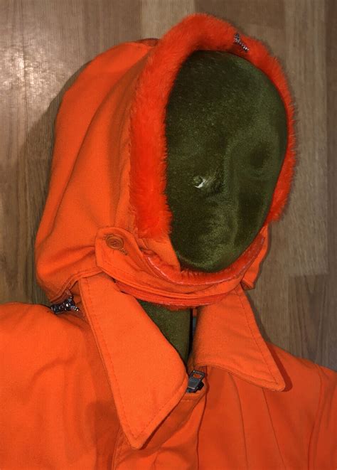 Johnson Garment Blaze Orange Hunting Coat Jacket Mens Size Xl Hood