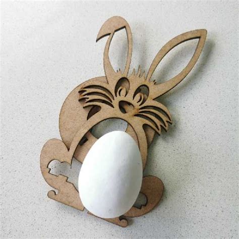 Laser Cut Plywood Easter Bunny Egg Holder Template Cdr File Vectors File