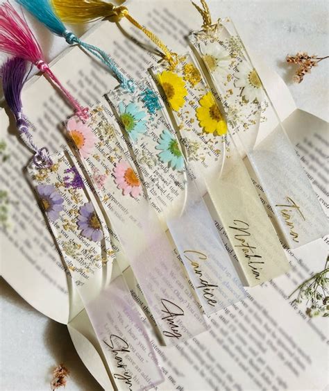 Personalised Resin Bookmark Floral Bookmark Resin Etsy