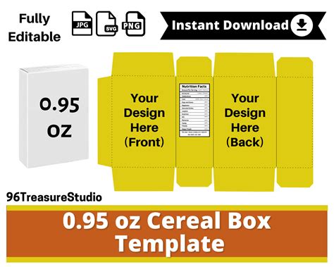 Cereal Box Template Cereal Packaging Template Mini Cereal Box Canva Png Svg  8 5 X 11