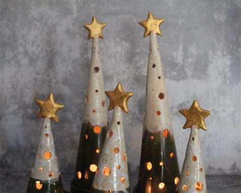 Portacandele Grande Albero Di Natale In Ceramica Decorazione Luci