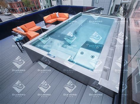 Rectangular Outdoor Hot Tub Stainless Steel Roof Top Hot Tub By Diamond