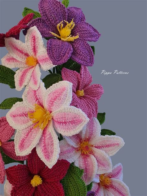 Crochet Clematis Pattern Crochet Flower Pattern Photo Etsy