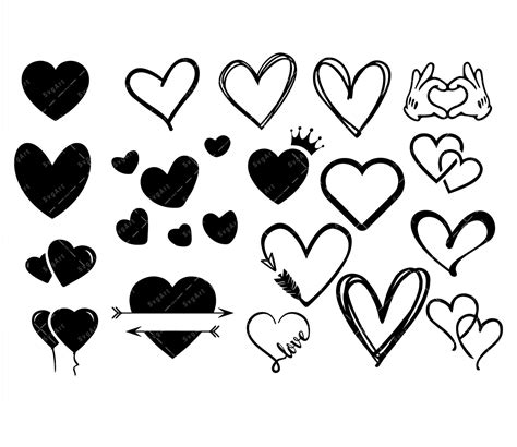 Hearts Svg Bundle Heart Outline Svg Heart Cut File Heart Clipart The