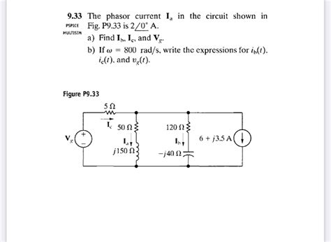 Solved 9 33 The Phasor Current Ia In The Circuit Shown In Chegg