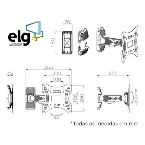 Suporte De Parede Articulado Para Tvs De 15 A 42 Polegadas Elg A02v2s