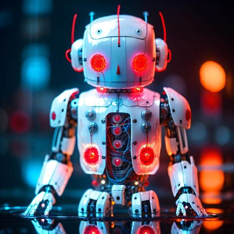 Premium Photo A Robot With Red Lights On And The Red Lights On It